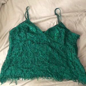 Green Lace Tank Top Crop Top XXL Xhilaration